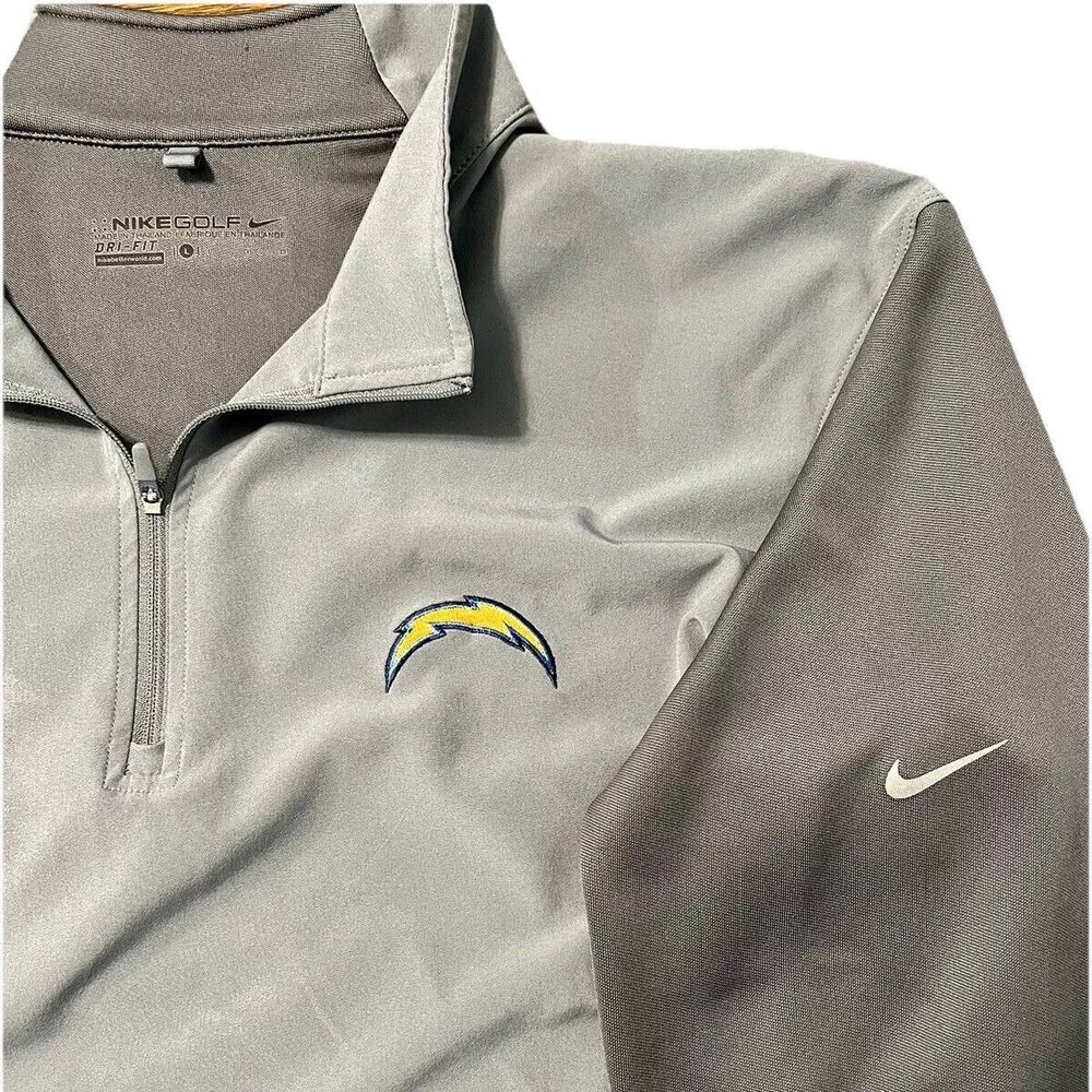 NFL Chargers Nike Golf Dri Fit Jacket 1/4 Q Zip Mens Large Gray Pullover